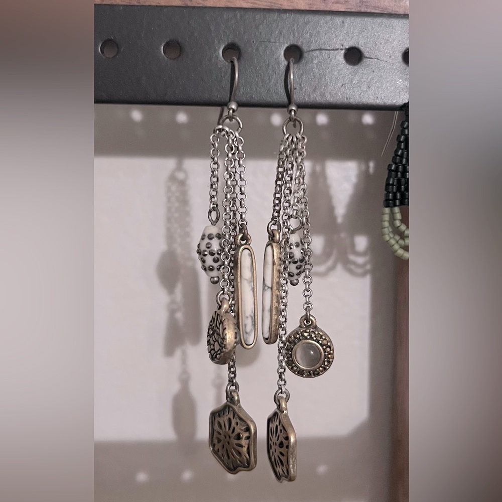 Elegant Gold and Silver Dangle Earrings